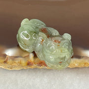 Type A Dark Brown on Blueish Green Jadeite Pixiu Charm 7.34g 24.8 by 14.0 by 11.2mm - Huangs Jadeite and Jewelry Pte Ltd