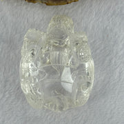 Natural Clear Quartz Dragon Turtle with Wooden Display 214.02g 78.8 by 66.1 by 75.6mm - Huangs Jadeite and Jewelry Pte Ltd