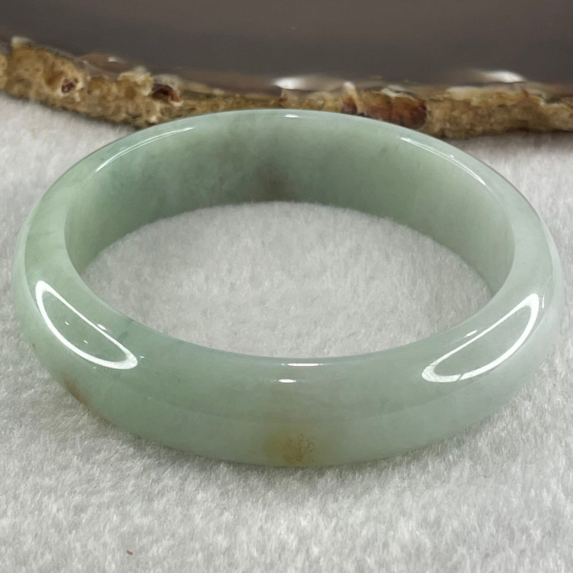 Type A Light Blueish Green with Brown Yellow and Dark Blueish Green Patches Jadeite Bangle 51.67g Internal Diameter 55.6mm 14.0 by 7.2mm (Close to Perfect) - Huangs Jadeite and Jewelry Pte Ltd