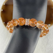 Special Good Grade Natural Reddish Copper Rutilated Quartz Beads Bracelet 36.42g 15cm 11.9mm 16Beads - Huangs Jadeite and Jewelry Pte Ltd