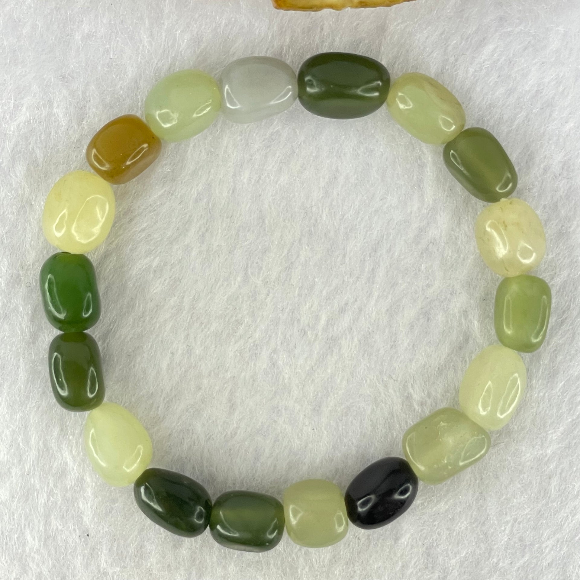 Natural Muti Color Serpentine Beads Bracelet 17.24g 14cm 8.5mm 18 Beads - Huangs Jadeite and Jewelry Pte Ltd