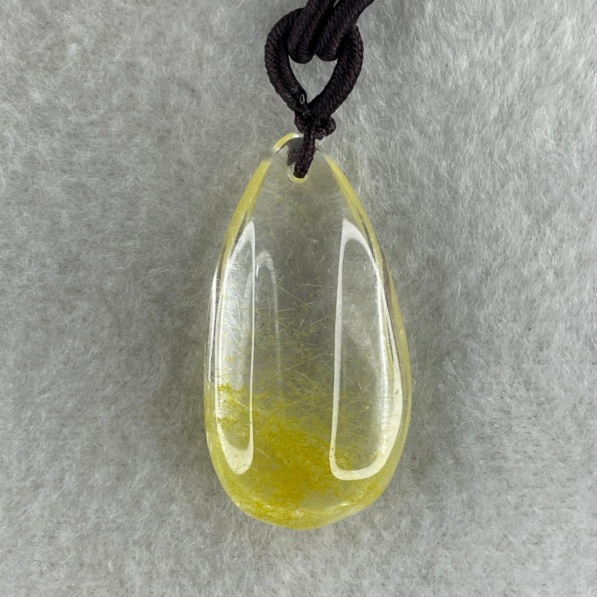 Natural Golden Rutilated Quartz Tear Drop Necklace 11.11g 33.8 by 17.2 by 9.0mm - Huangs Jadeite and Jewelry Pte Ltd