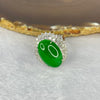 Very Very High Quality Highly Translucent Natural Intense Green Jadeite (TYPE A) Oval Cabochon Approx. 20.93 by 13.95 by 6.58mm Total Weight 13.60g including Natural Diamonds and 13K White Gold Ring Setting with NGI Cert No.82835781 - Huangs Jadeite and Jewelry Pte Ltd