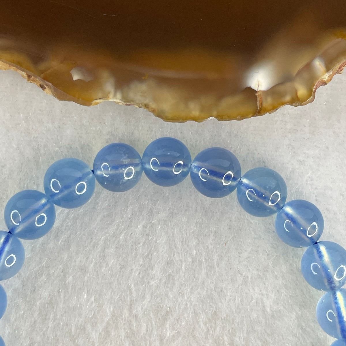 Certified Good Grade Natural Aquamarine Beads Bracelet | 15cm with 24 Beads 7.8mm (14.25g | Ocean Blue Translucency | Throat & Third Eye Chakra Harmony, Tranquil Communication & Serene Wealth Shield)