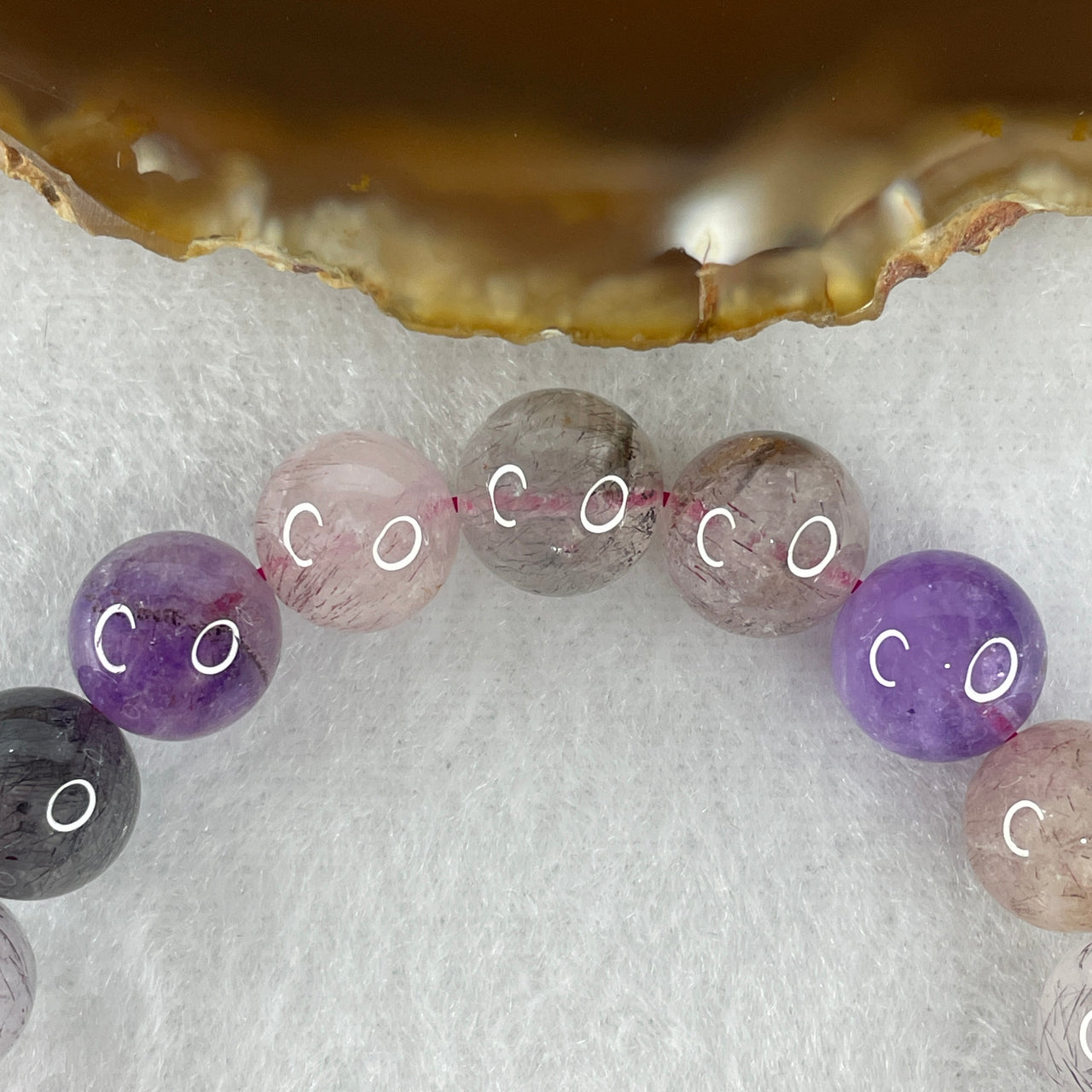 Certified Above-Average Grade Natural Super 7 Crystal Beads Bracelet | Bold High-Mass Showcase Strand | Authentic Sacred Seven Multi-Mineral Inclusions Quartz Spiritual Catalyst & Auric Shield Bracelet (28.95g | 16.5cm Length | 10.2mm | 20 Beads)