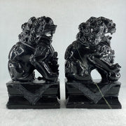 Black Pair of Fu Gou Display 3,541.2g Each about 75.0 by 100.0 by 172.0mm - Huangs Jadeite and Jewelry Pte Ltd
