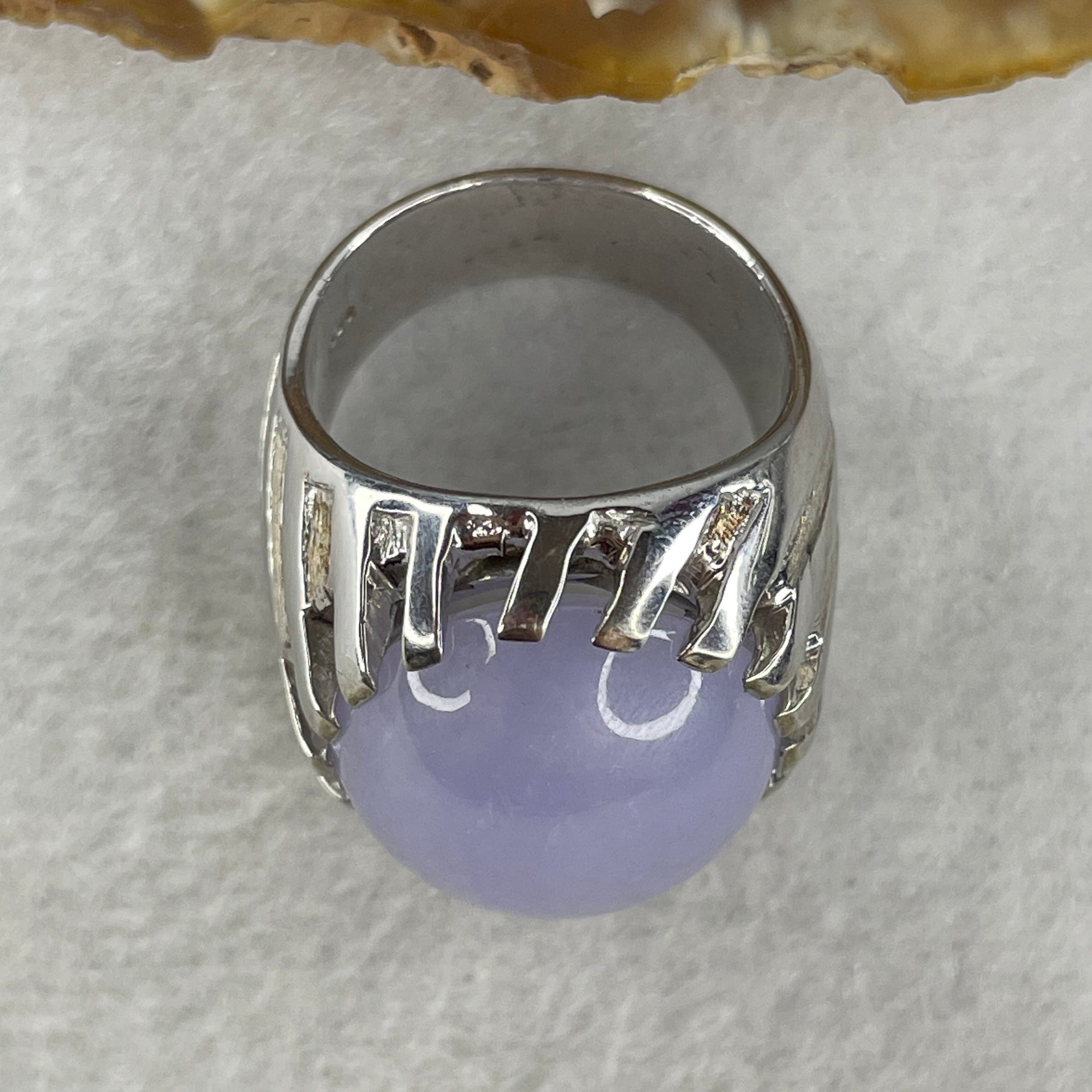 Certified Natural Good Grade Type A Full Lavender Jadeite Ring in S925 Sliver 7.25g 22.5 by 18.5 by 8.5mm US 9.4 HK 21 - Huangs Jadeite and Jewelry Pte Ltd