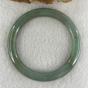 Natural Type A Blueish Green Piao Hua Jadeite Flat Ding Dang Bangle 27.60g Inner Diameter 51.3mm 7.0 by 7.9mm (Very Slight External Line) - Huangs Jadeite and Jewelry Pte Ltd