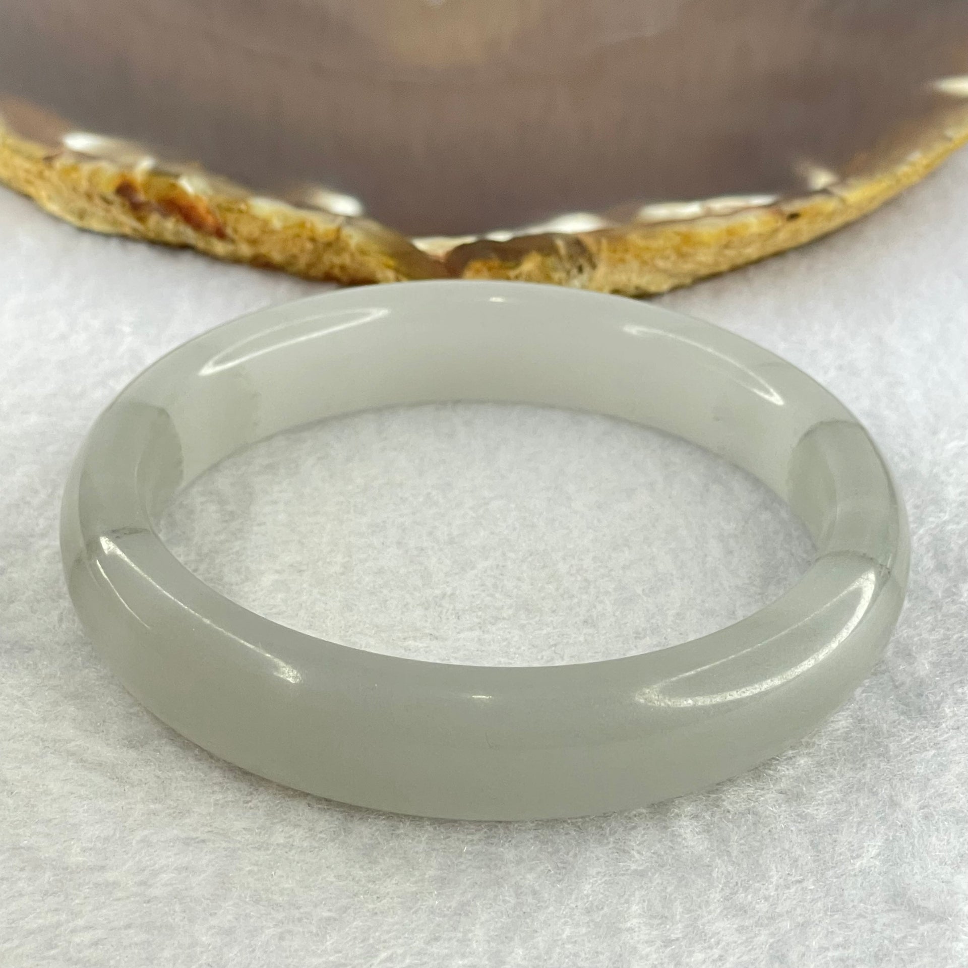 Grey Sodium Feldspar Jade Bangle Internal Diameter 61.8mm 58.62g 13.8 by 8.6mm (Close to Perfect) - Huangs Jadeite and Jewelry Pte Ltd