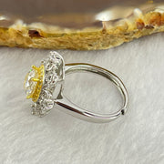 Colourless Cubic Zirconia with Crystals in AU750 Plated In Sliver Ring (Adjustable Size) 3.81g 8.5 by 6.7mm - Huangs Jadeite and Jewelry Pte Ltd