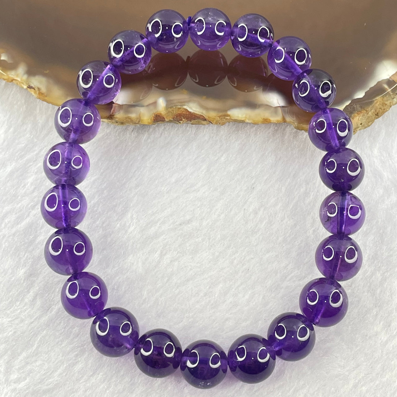Good Grade Natural Amethyst Bracelet 23.30g 16.5cm 9.5mm 22 Beads - Huangs Jadeite and Jewelry Pte Ltd