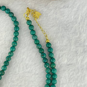 Natural Turquoise Beads S925 Silver Gold Color Necklace 天然绿松石项链 10.48g 40cm 4.5mm 97 Beads - Huangs Jadeite and Jewelry Pte Ltd