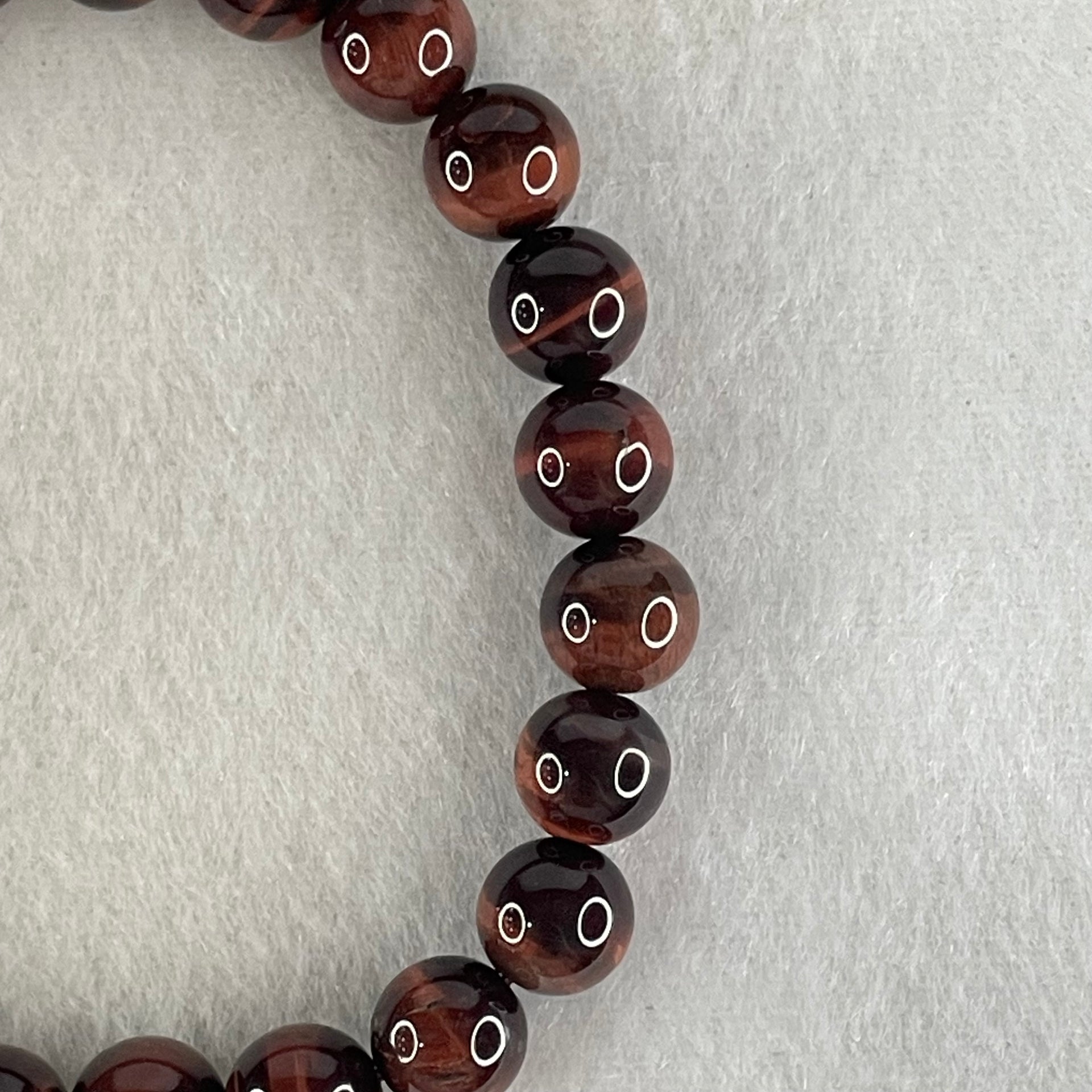 Natural Red Tiger's Eye Quartz Beads Bracelet 17.97g 15.5cm 8.2mm 23 Beads - Huangs Jadeite and Jewelry Pte Ltd