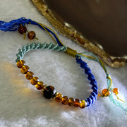 Natural Golden Medicine 6.1mm 10 Beads and Blood Red 9.3mm 1 Bead Amber String Bracelet 天然抚顺琥珀加黄金药琥珀手链 3.78g 15cm - Huangs Jadeite and Jewelry Pte Ltd