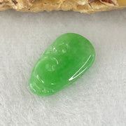 Type A Old Mine Spicy Green Jadeite Ruyi Charm Stone For Setting 0.36g 14.1 by 8.3mm by 1.4mm - Huangs Jadeite and Jewelry Pte Ltd