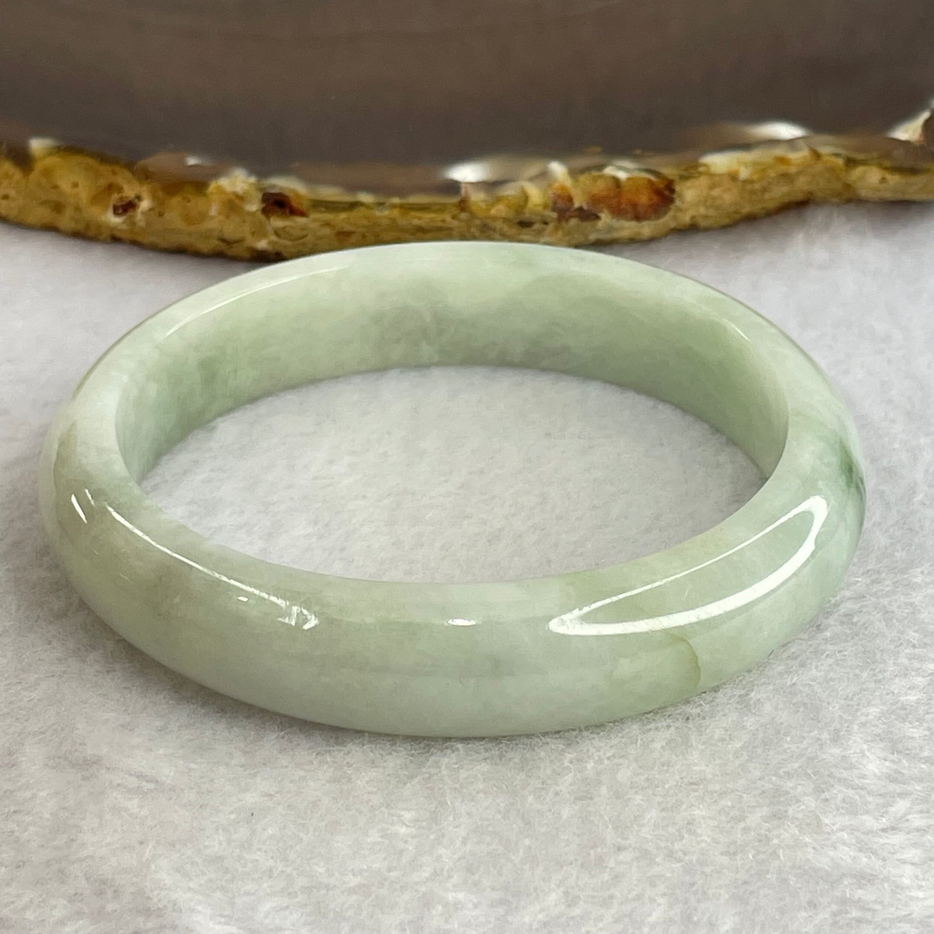 Type A Light Blueish Green Jadeite Bangle Internal Diameter 55.1mm 41.53g 12.2 by 7.2mm (Internal Lines) - Huangs Jadeite and Jewelry Pte Ltd