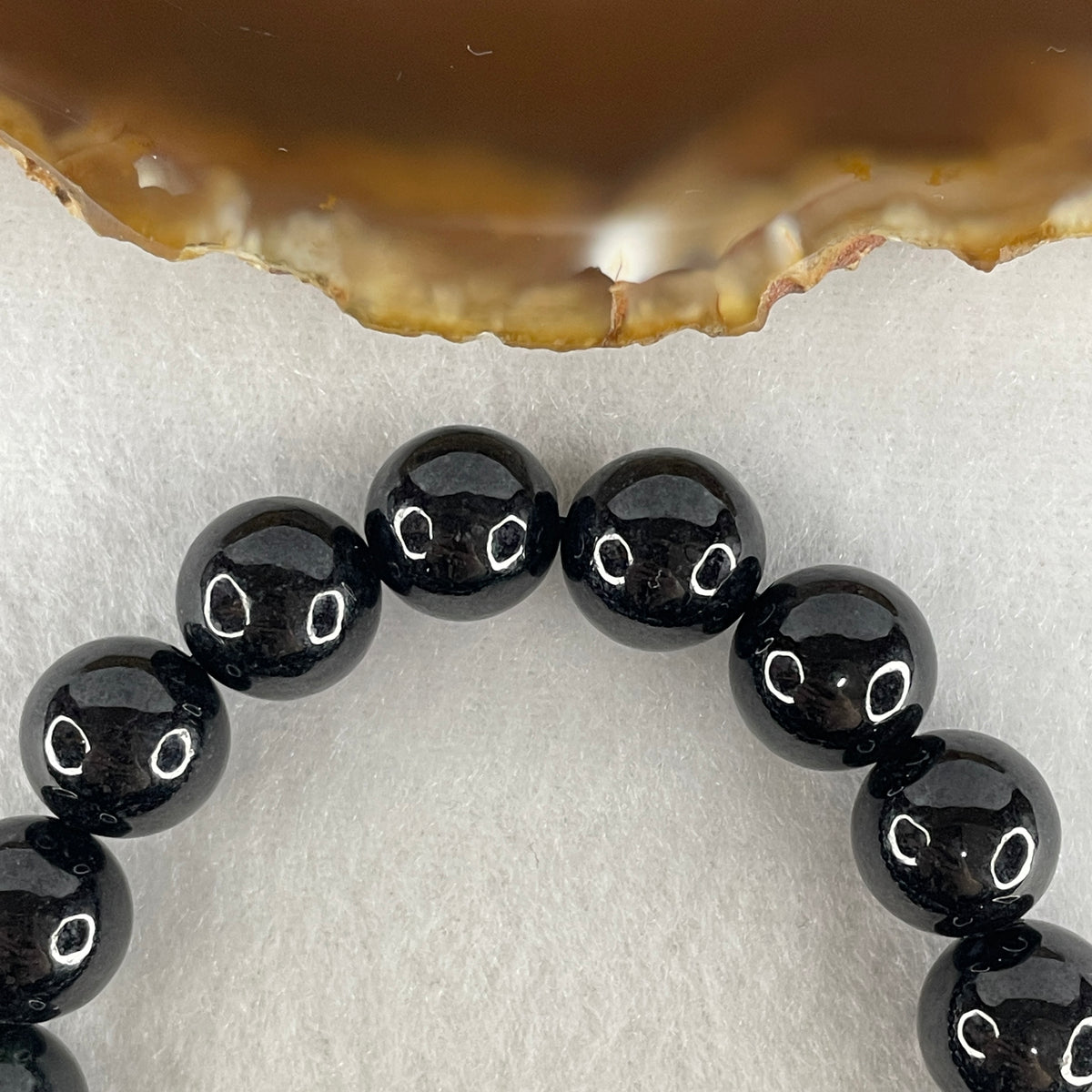 Certified Type A Black Omphacite Jadeite Bead Bracelet | (48.63g | 17cm Wrist | 11.9mm | 18 Beads | Synergy, Negative Energy Shield, Wealth Lock & Supreme Authority)