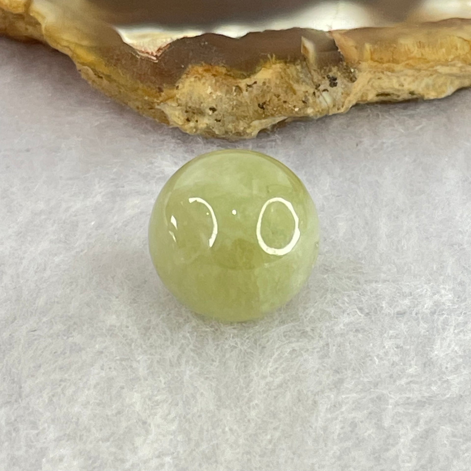 Type A Green Yellow Jadeite Bead for Pendant Bracelet 3.98g 13.2mm - Huangs Jadeite and Jewelry Pte Ltd
