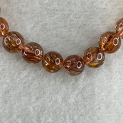Natural Reddish Copper Rutilated Quartz Beads with Charm Bracelet 17.74g 7.8mm 24 Beads - 10.8 by 6.5mm 1 Charm - Huangs Jadeite and Jewelry Pte Ltd