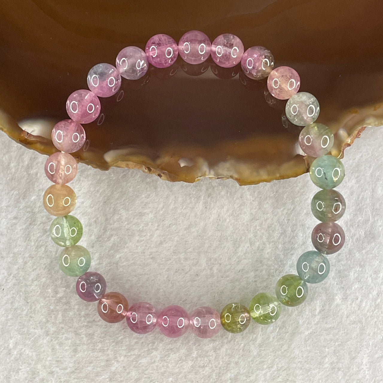 Certified Natural Very Good Grade Tourmaline Crystal Beads Bracelet 13.924g 16cm 7.3mm 27Beads