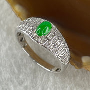 Type A Natural Light Apple Green Jadeite on 18K White Gold and Diamond Ring 2.73g 5.1 by 3.6 by 2.5mm US 7.4 HK 16.4 - Huangs Jadeite and Jewelry Pte Ltd