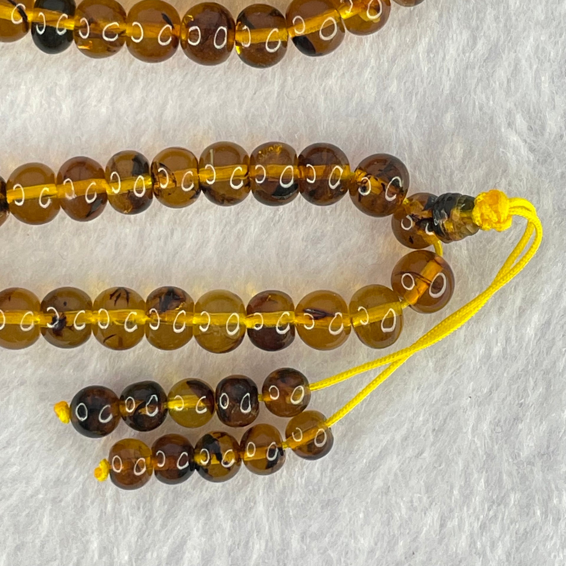 Natural Golden Flower Amber Beads Necklace 天然金珀项链 15.83g 56cm 6.9mm 107 Beads - Huangs Jadeite and Jewelry Pte Ltd