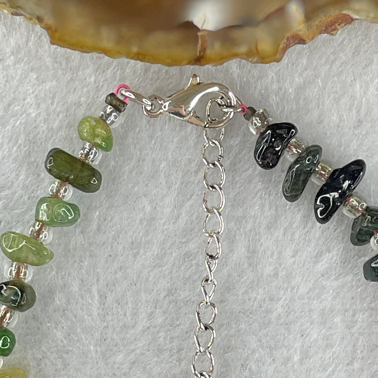 Natural Tourmaline Crystal Irregular Beads with Charm Bracelet 4.86g 15cm 4.2mm 36Beads