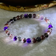 Very Good Grade Natural Transparent Yellow Black Super 7 Beads Bracelet 非常好的等级天然透明深黄黑色超级七珠手链 11.65g 16cm 6.8mm 29 Beads - Huangs Jadeite and Jewelry Pte Ltd