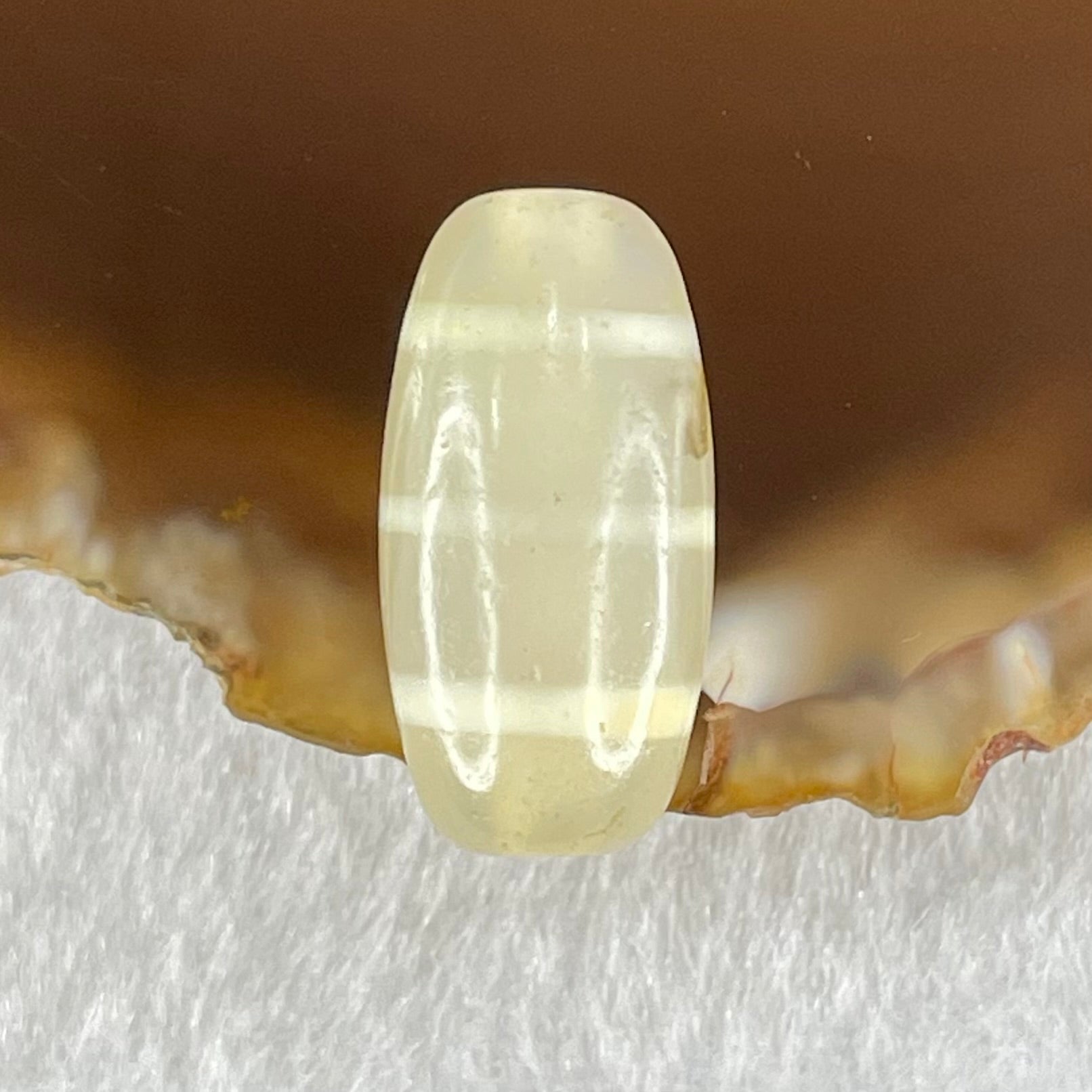 Natural Powerful Tibetan Old Oily Agate 3-Lines Dzi Bead Heavenly Master (Tian Zhu) 三行天诛 3.05g 20.3 by 10.2mm - Huangs Jadeite and Jewelry Pte Ltd