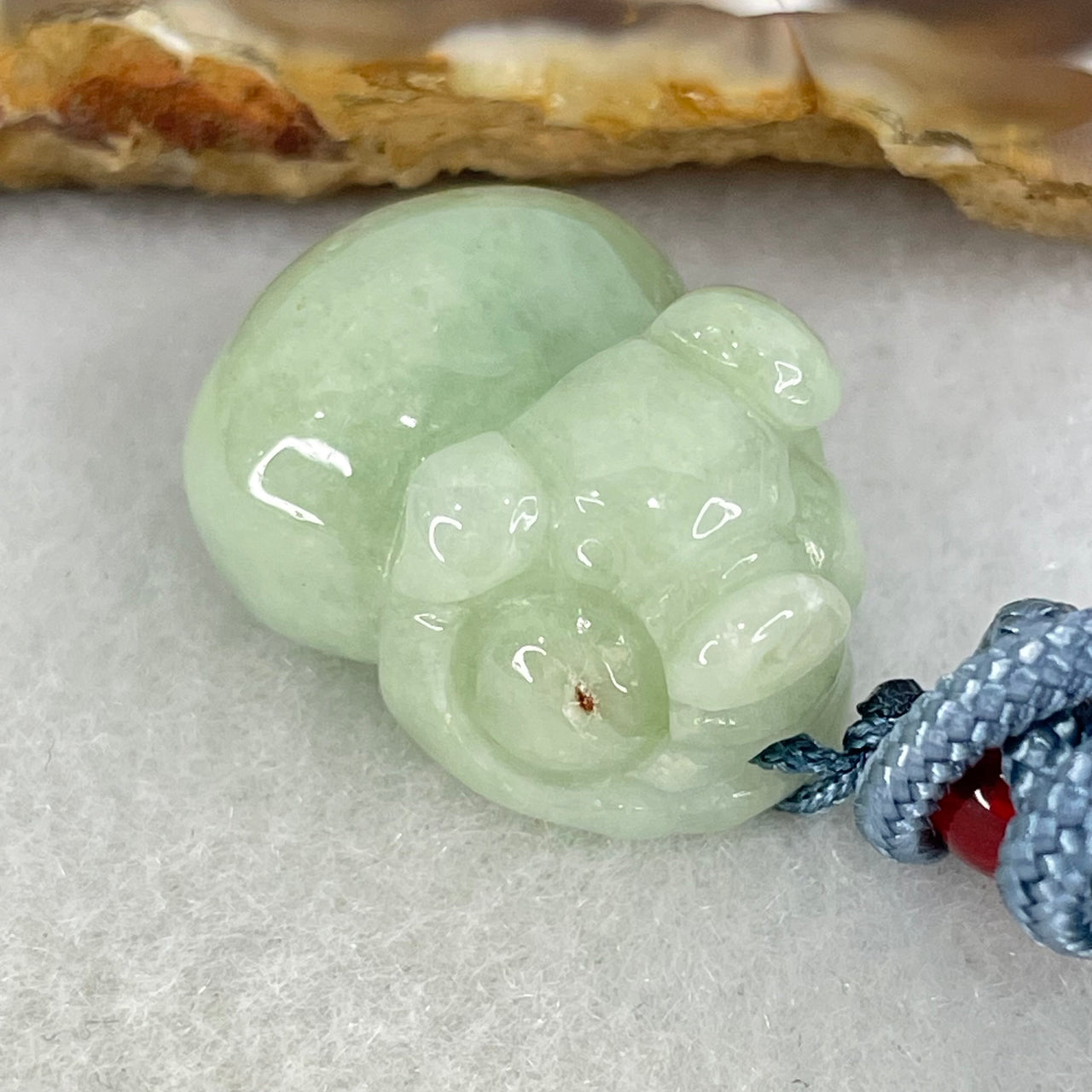 Type A Green Jadeite Pig Pendant 10.29g 21.7 by 16.9 by 11.8mm - Huangs Jadeite and Jewelry Pte Ltd