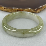 Type A Green Patches with Faint Pinkish Lavender Jadeite Bangle Internal Diameter 56.6mm 59.85g 14.1 by 8.4mm (External Lines) - Huangs Jadeite and Jewelry Pte Ltd