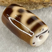 Natural Powerful Tibetan Old Oily Agate Double Cai Shen Dzi Bead Heavenly Master (Tian Zhu) 双财神长天珠 4.57g 19.5 by 11.7mm - Huangs Jadeite and Jewelry Pte Ltd