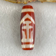 Natural Powerful Tibetan Old Oily Red White Agate One Eye Gold Metal Element Dzi Bead Heavenly Master (Tian Zhu) 一眼金天珠 10.47g 38.2 by 13.4mm - Huangs Jadeite and Jewelry Pte Ltd