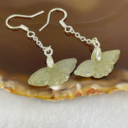 Type A Icy Brownish Green Jadeite Butterfly in S925 Sliver Earrings 2.43g 22.7 by 9.7 by 2.1mm - Huangs Jadeite and Jewelry Pte Ltd