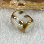 Natural Powerful Tibetan Old Oily Dark Brown with White Agate Patina Guiren Tairen Human Dzi Bead Totem Amulet Heavenly Master (Tian Zhu) 贵人天诛 2.70g 13.6 by 10.7mm - Huangs Jadeite and Jewelry Pte Ltd