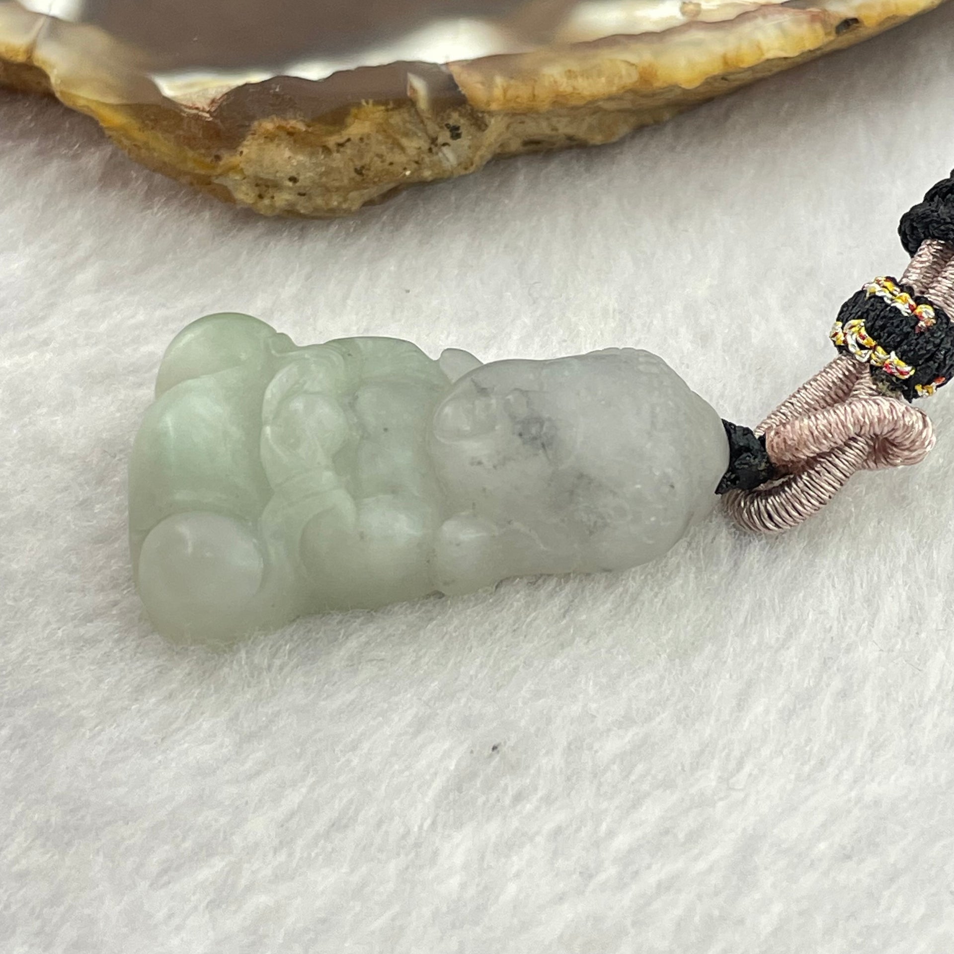 Type A Light Green Jadeite Baby Buddha Pendent 11.45g 33.2 by 21.0 by 8.4mm - Huangs Jadeite and Jewelry Pte Ltd