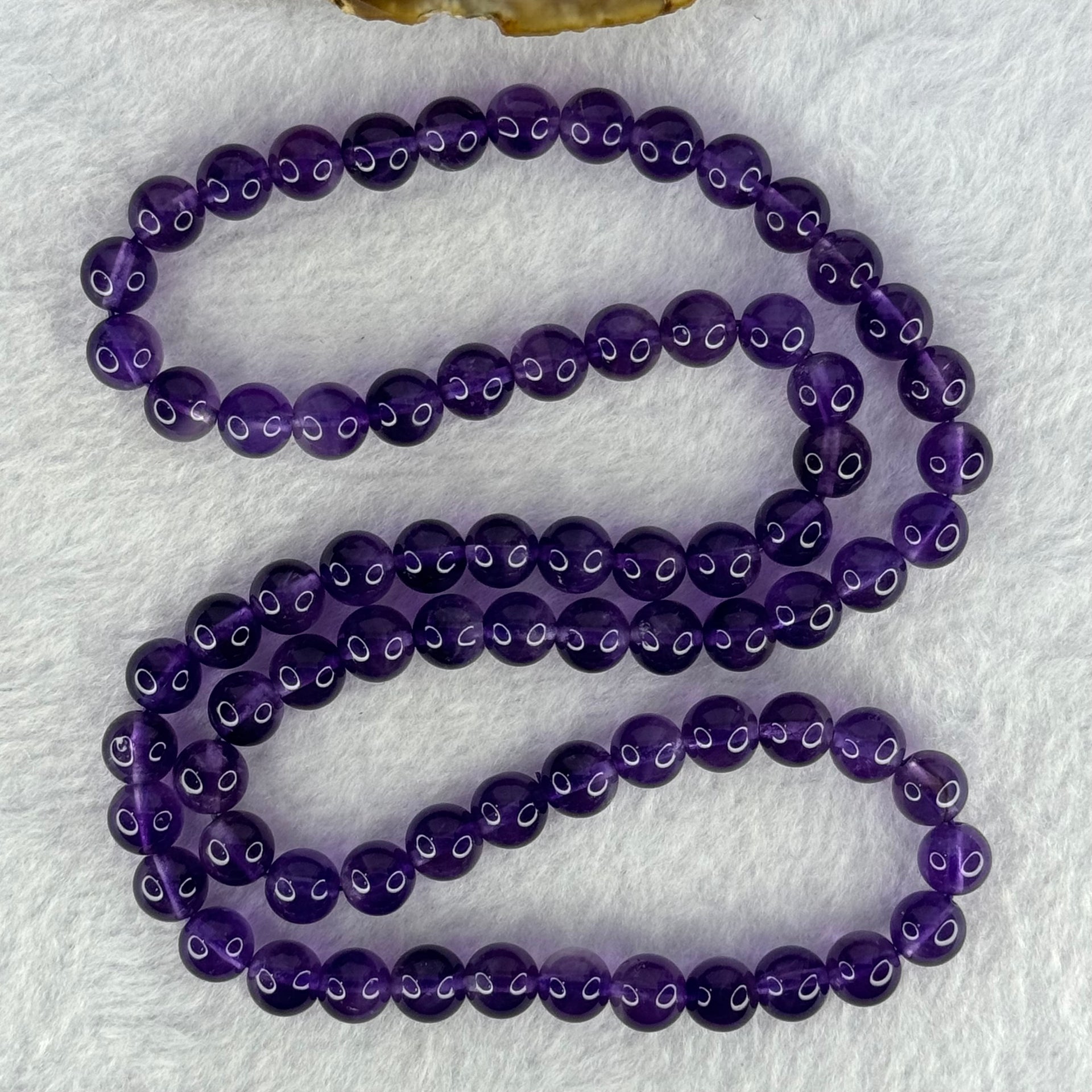 Good Grade Natural Amethyst Necklace 46.46g 52cm 7.7mm 75 Beads - Huangs Jadeite and Jewelry Pte Ltd