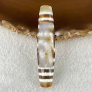 Natural Powerful Tibetan Old Oily Agate 2 Eye with Zha Ji La Mu Female Cai Shen Carvings Dzi Bead Heavenly Master (Tian Zhu) 两眼扎基拉姆女财神天诛 11.98g 57.3 by 12.5mm - Huangs Jadeite and Jewelry Pte Ltd