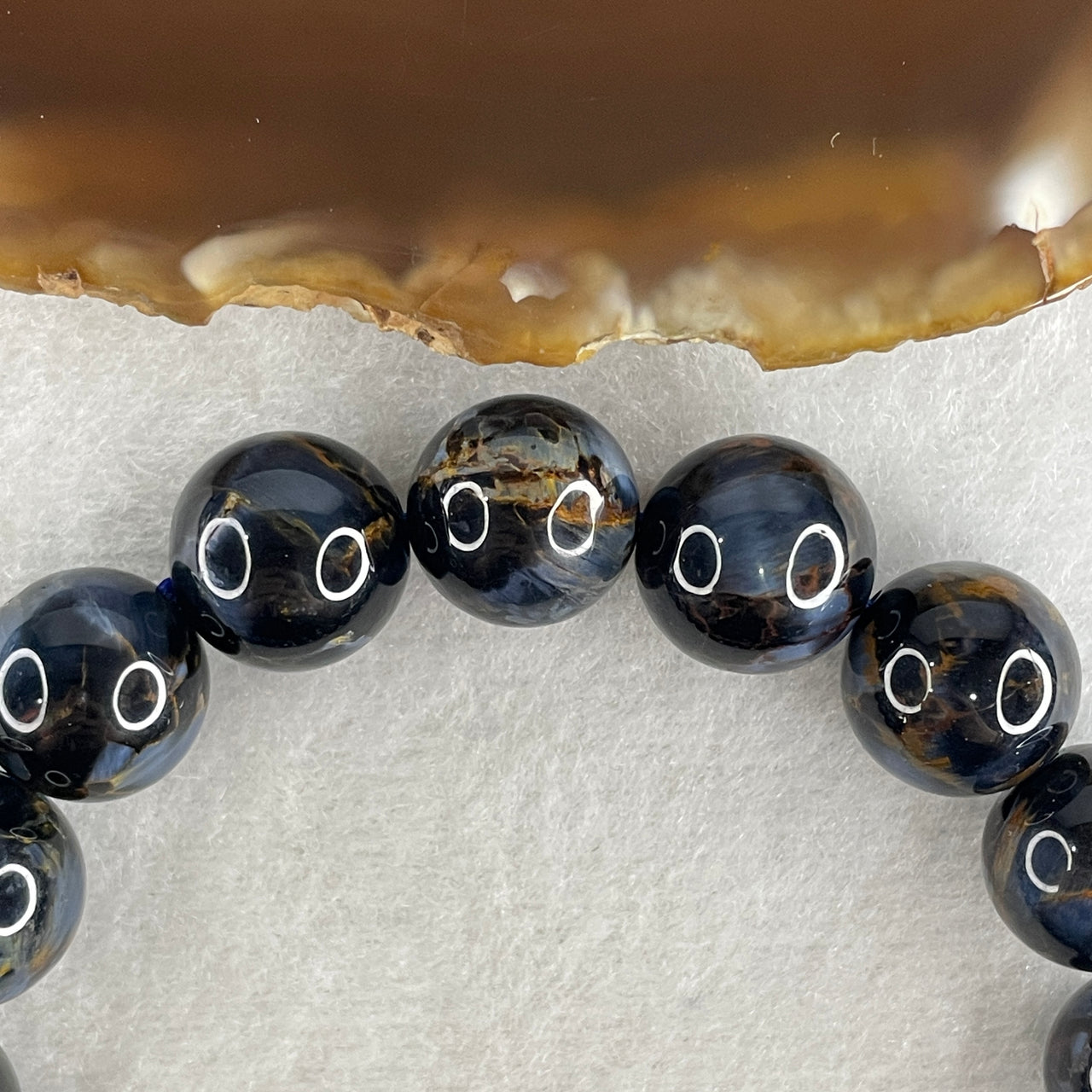 Very Good Grade Natural Pietersite Beads Bracelet 45.17g 17cm 12.8mm 17Beads