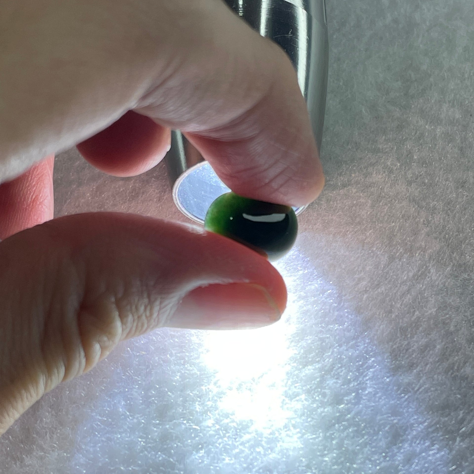 Type A Translucent Black Omphacite Jadeite Round Cabouchon Stone For Setting 1.33g 13.6 by 10.0 by 4.8mm - Huangs Jadeite and Jewelry Pte Ltd