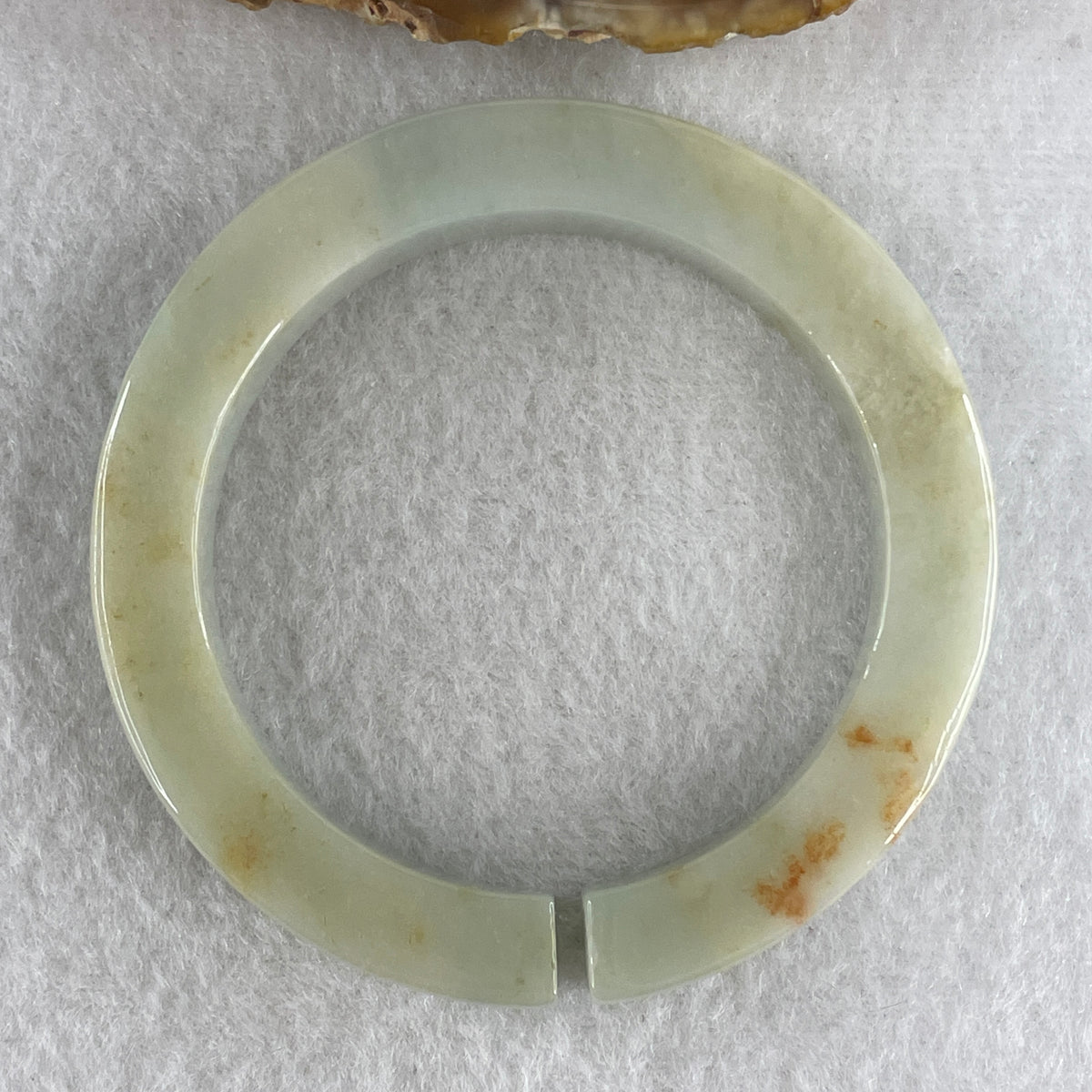 Natural Type A Light Blueish Green with Yellowish and Reddish Piao Hua Jadeite Open Bangle 52.03g Inner Diameter 53.7mm 4.9 by 9.0mm (Very Very Slight External Rough) - Huangs Jadeite and Jewelry Pte Ltd