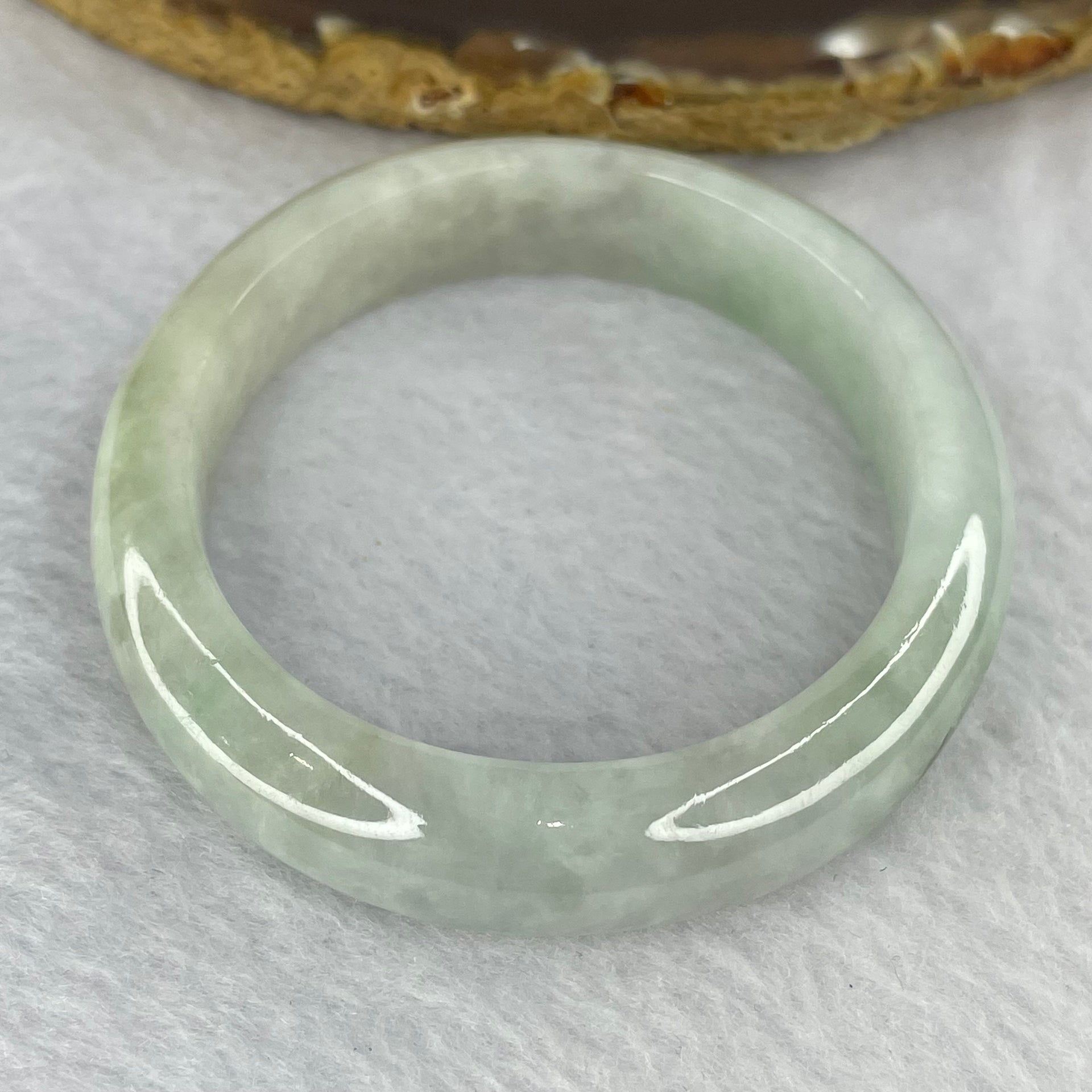 Type Seni Icy Light Sky Blue With Blueish Green Piao Hua 47.68g 12.0 by 8.1 mm Internal Diameter 56.8 mm (Slight External Lines) - Huangs Jadeite and Jewelry Pte Ltd