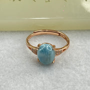 Natural Larimar in S925 Silver Rose Gold Color Ring (Adjustable Size) 2.28g 9.9 by 8.1 by 5.0mm - Huangs Jadeite and Jewelry Pte Ltd