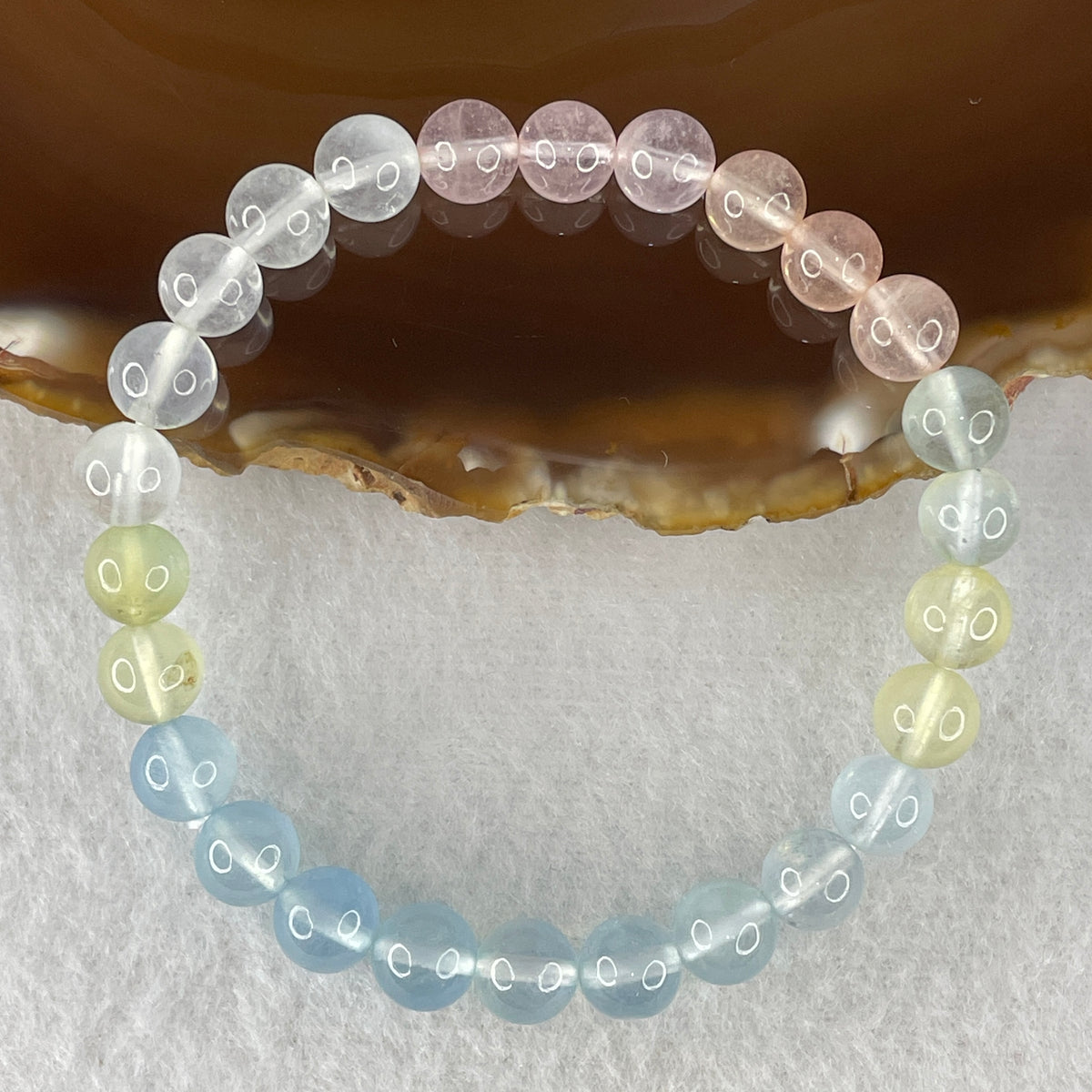 Very Very High Grade Natural Morganite Beads Bracelet | 7.4mm Pastel Divine Love Amulet (13.59g | 16cm Wrist | 26 Beads)