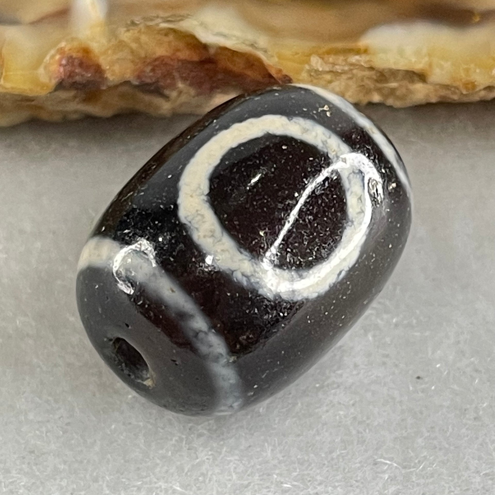 Natural Powerful Tibetan Old Oily Agate 1 Eye With Swastika Dzi Bead (Hotu Dzi) 4.90g 17.5 by 13.6mm - Huangs Jadeite and Jewelry Pte Ltd