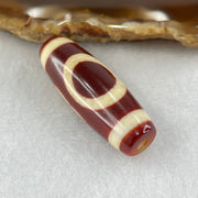 Natural Powerful Tibetan Old Oily Red White Agate One Eye Fire Sign Dzi Bead Heavenly Master (Tian Zhu) 一眼火天珠 9.94g 38.0 by 13.2mm - Huangs Jadeite and Jewelry Pte Ltd