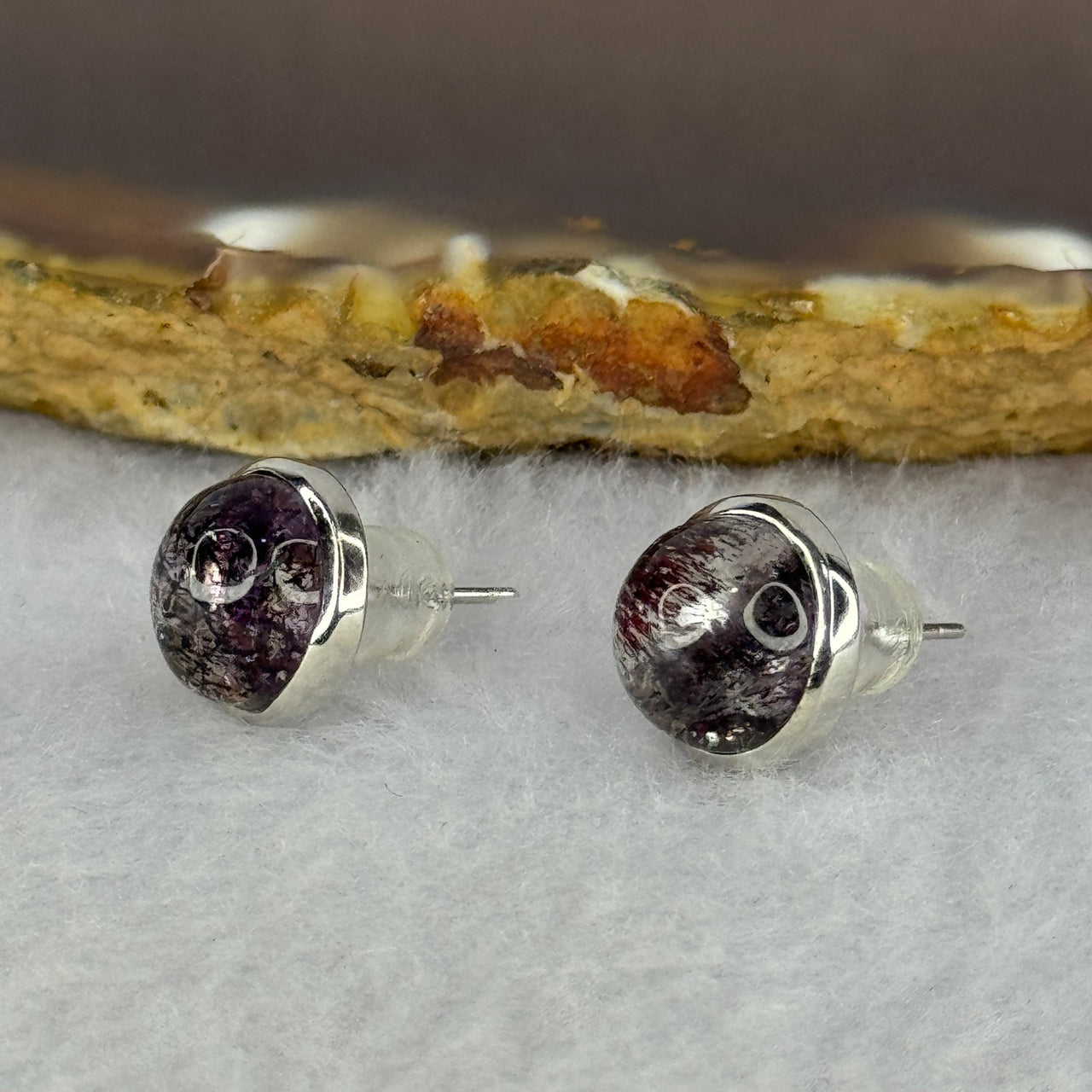 Good Grade Natural Super 7 S925 Silver Earrings 2.58g 9.1 by 5.5mm - Huangs Jadeite and Jewelry Pte Ltd