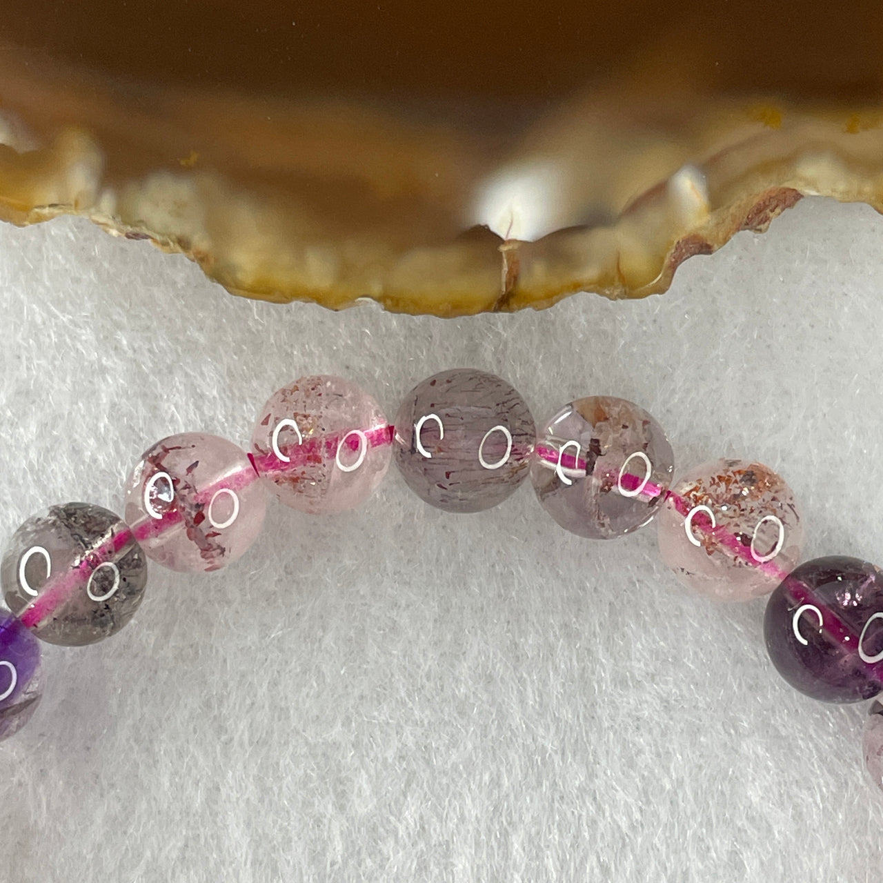 Certified Above-Average Grade Natural Super 7 Crystal Beads Bracelet | Fluid High-Clarity Elegant Strand | Authentic Sacred Seven Multi-Mineral Inclusions Quartz Spiritual Catalyst & Auric Shield Bracelet (14.71g | 15cm Length | 7.8mm | 24 Beads)