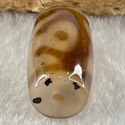 Natural Powerful Tibetan Old Oily Agate Patina Guiren Tairen Human Dzi Bead Totem Amulet Heavenly Master (Tian Zhu) 贵人天诛 4.98g 20.0 by 11.9mm - Huangs Jadeite and Jewelry Pte Ltd