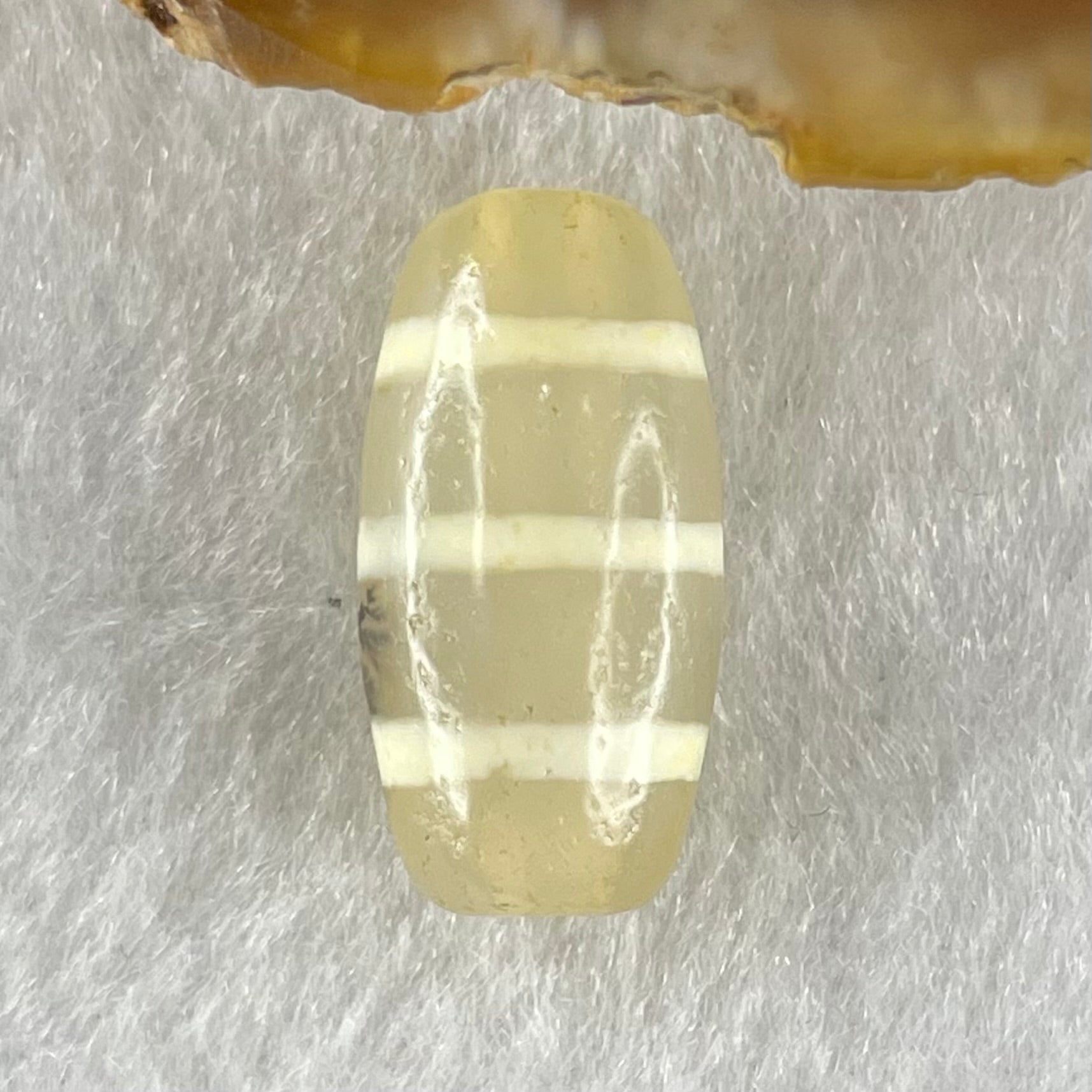 Natural Powerful Tibetan Old Oily Agate 3-Lines Dzi Bead Heavenly Master (Tian Zhu) 三行天诛 3.05g 20.0 by 10.1mm - Huangs Jadeite and Jewelry Pte Ltd